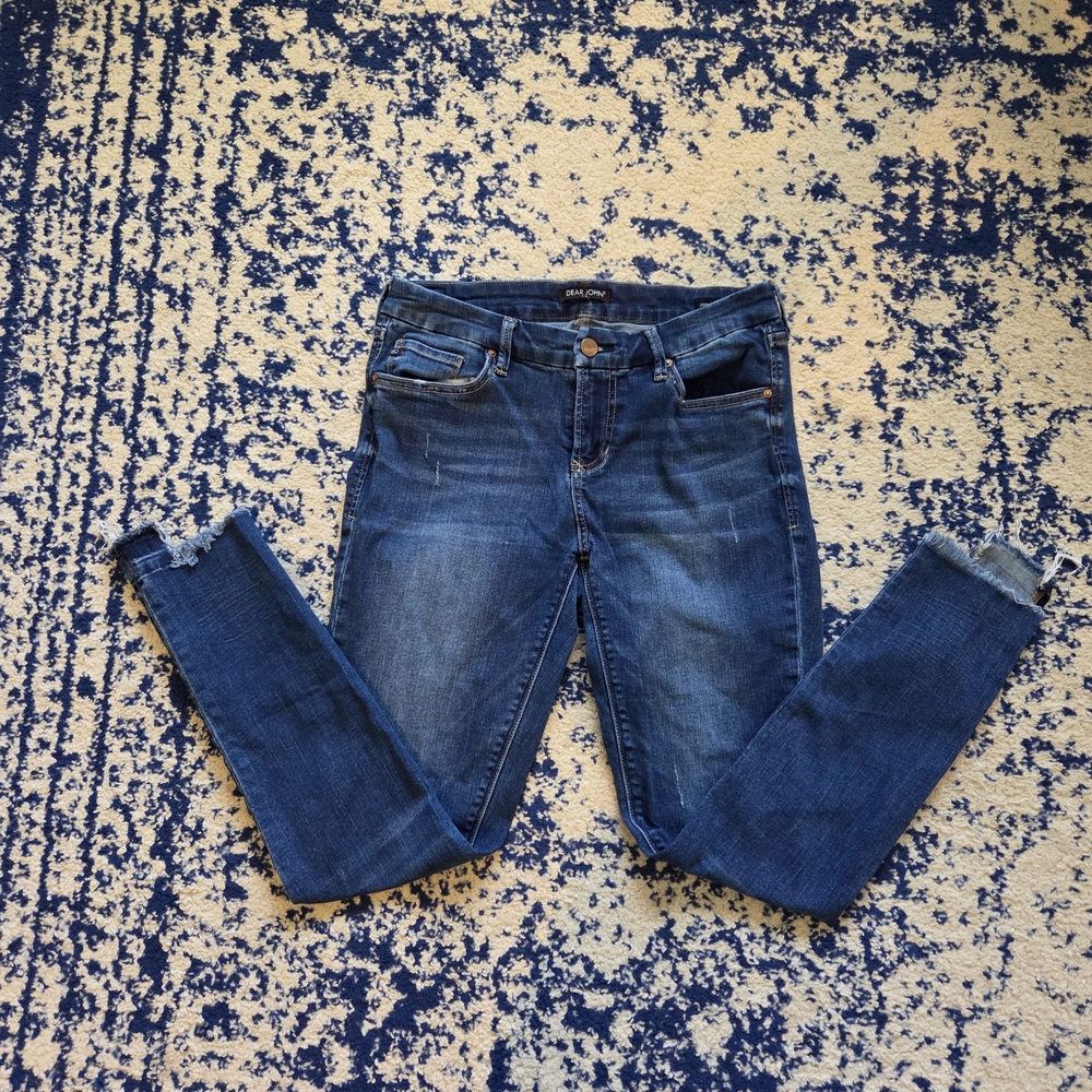 Dear John Dark Blue Skinny Jeans with Raw Hem